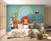 Zoo Animals Wallpaper Mural - Giffywalls A276