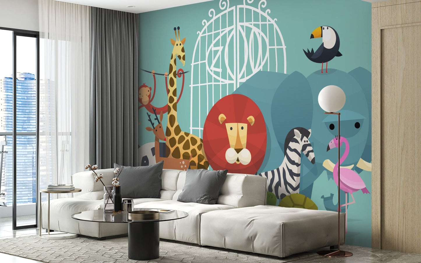 Zoo Animals Wallpaper Mural - Giffywalls A276