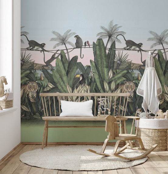 Green Forest Animal Mural for Walls
A516