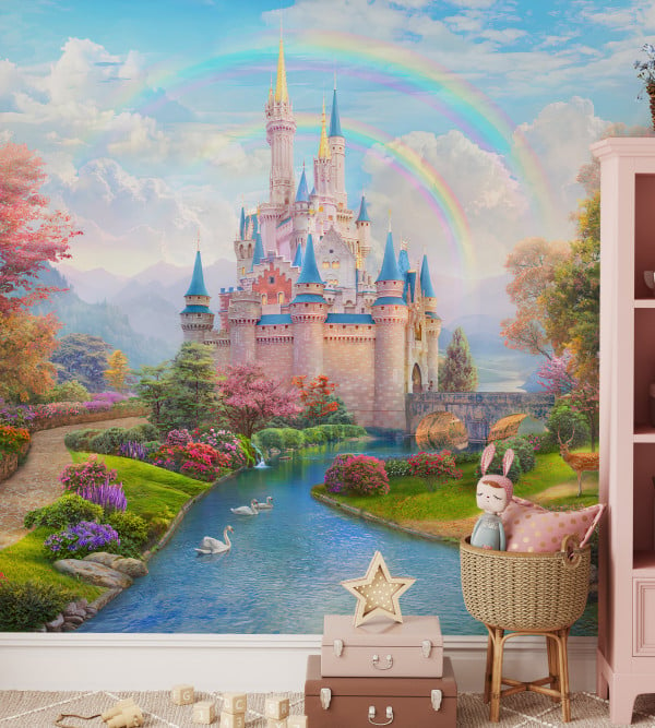 Princess Castle Dreams Girls Room Wallpaper